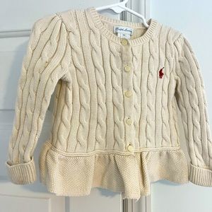 Ralph Lauren Girls Cable knit Cardigan Sweater Size 18m